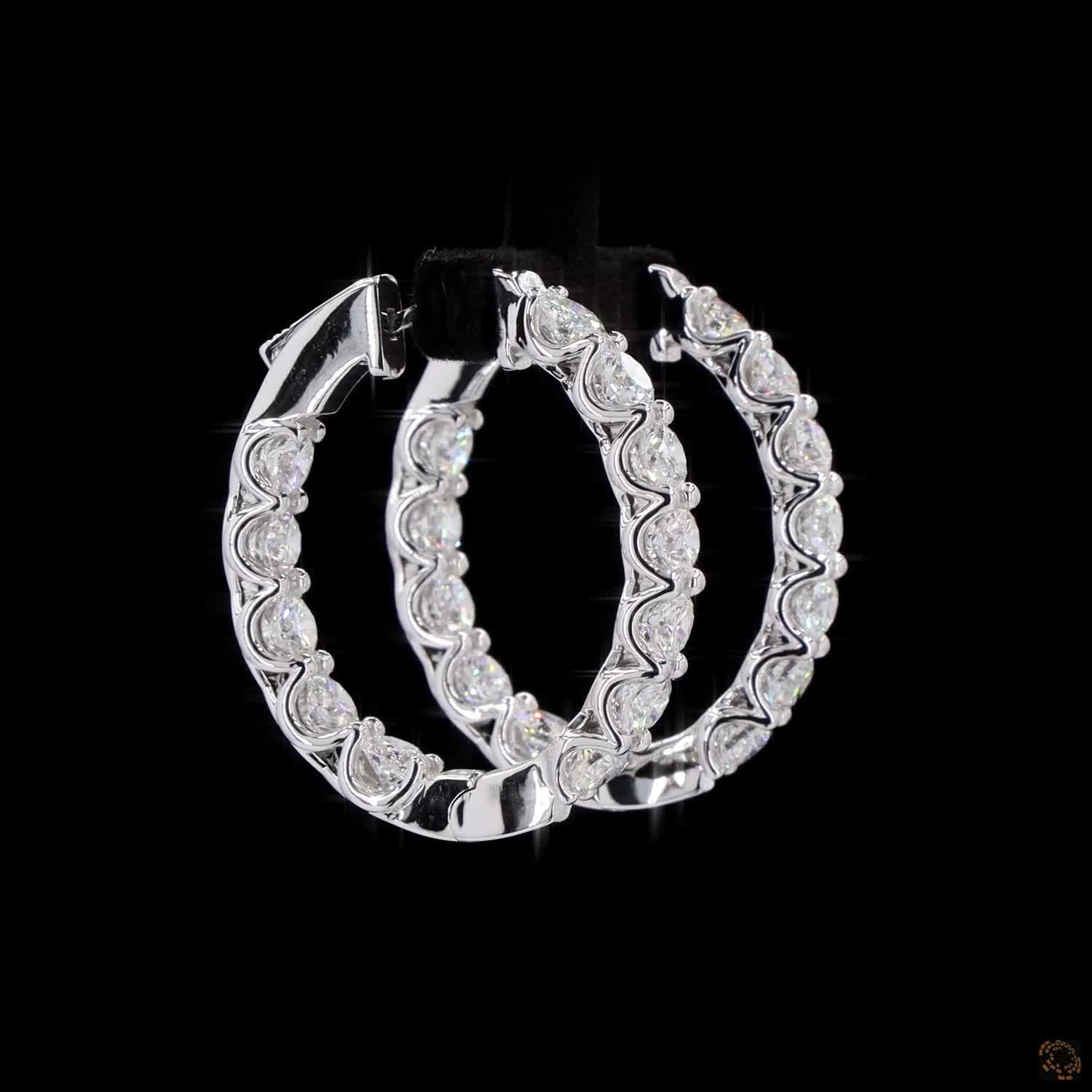 Round Lab Diamond Inside Out Hoop Earring in 14K Gold