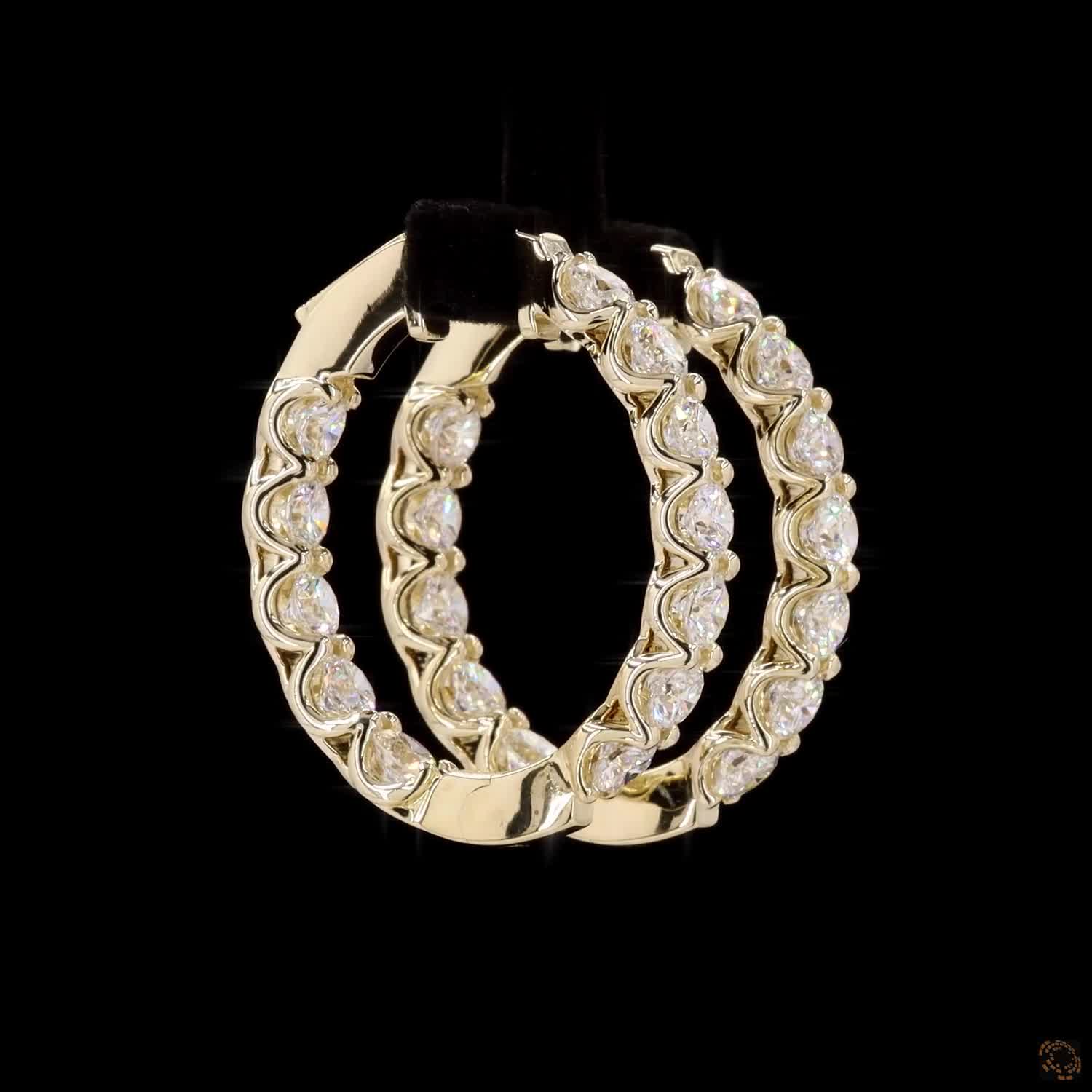 Round Lab Diamond Inside Out Hoop Earring in 14K Gold