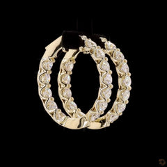 Round Lab Diamond Inside Out Hoop Earring in 14K Gold