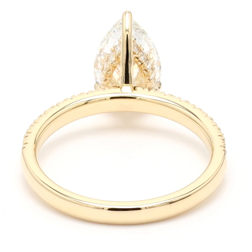 IGI Certified Pear Lab Diamond Hidden Halo Engagement Ring For Women Crafted in 14K Gold, IGI Certified Center Diamonds