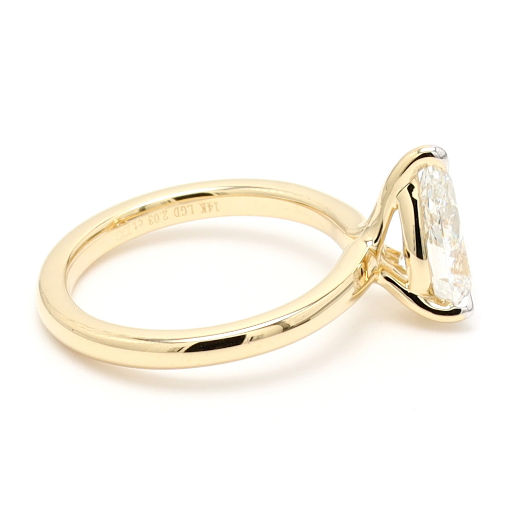 Pear IGI Certified Diamonds Solitaire Engagement Ring, Lab Grown Diamonds Studded 14K Gold Ring