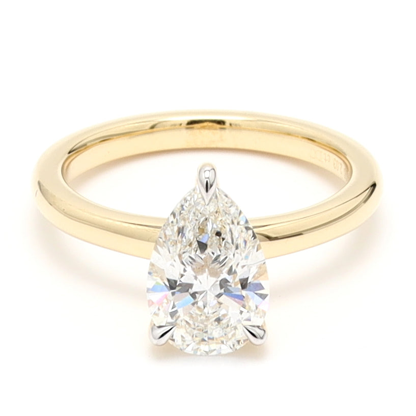 Pear IGI Certified Diamonds Solitaire Engagement Ring, Lab Grown Diamonds Studded 14K Gold Ring