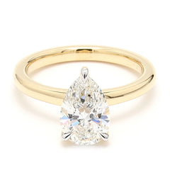 Pear IGI Certified Diamonds Solitaire Engagement Ring, Lab Grown Diamonds Studded 14K Gold Ring