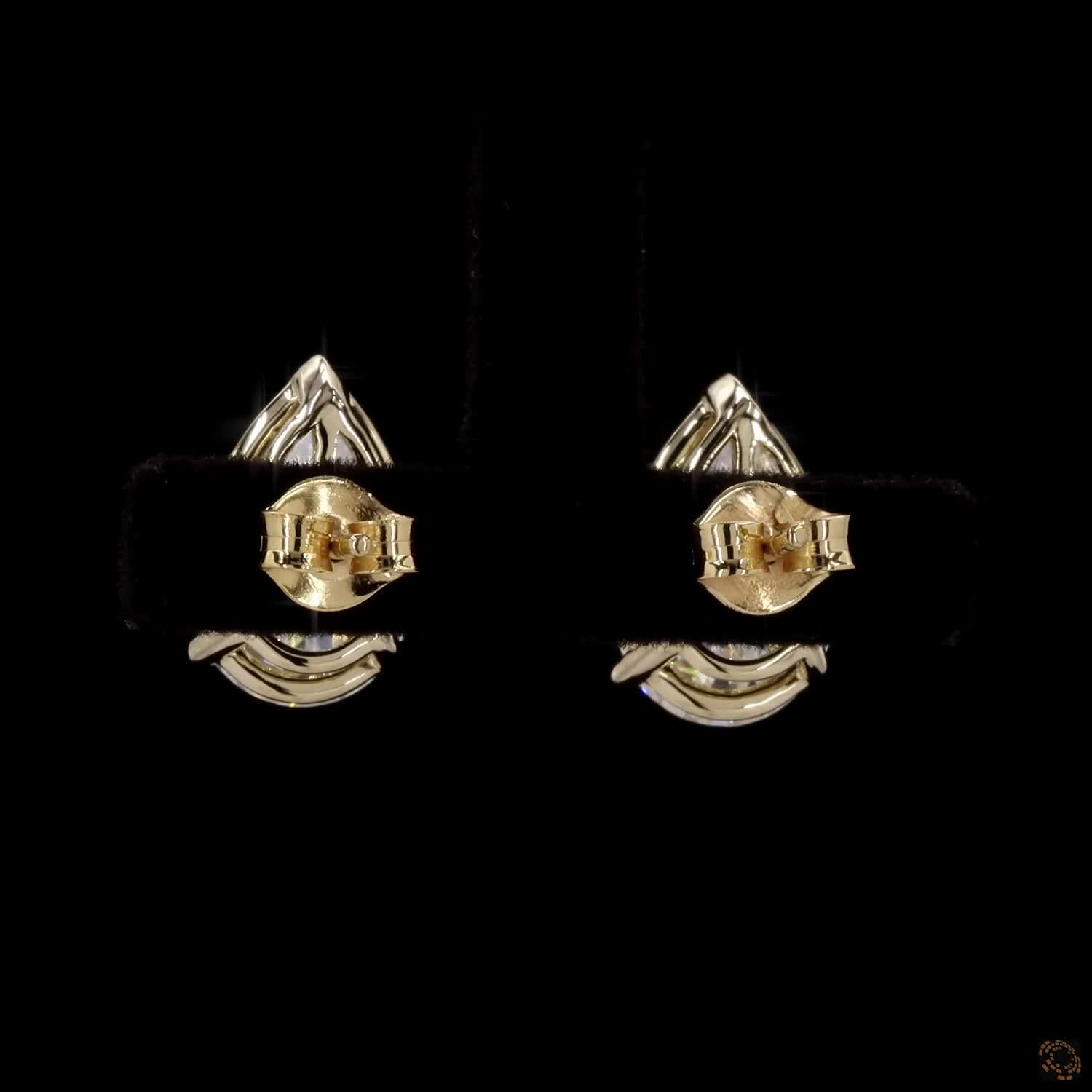 Pear Shape Diamond Stud Earring in 14K Gold - Push Back