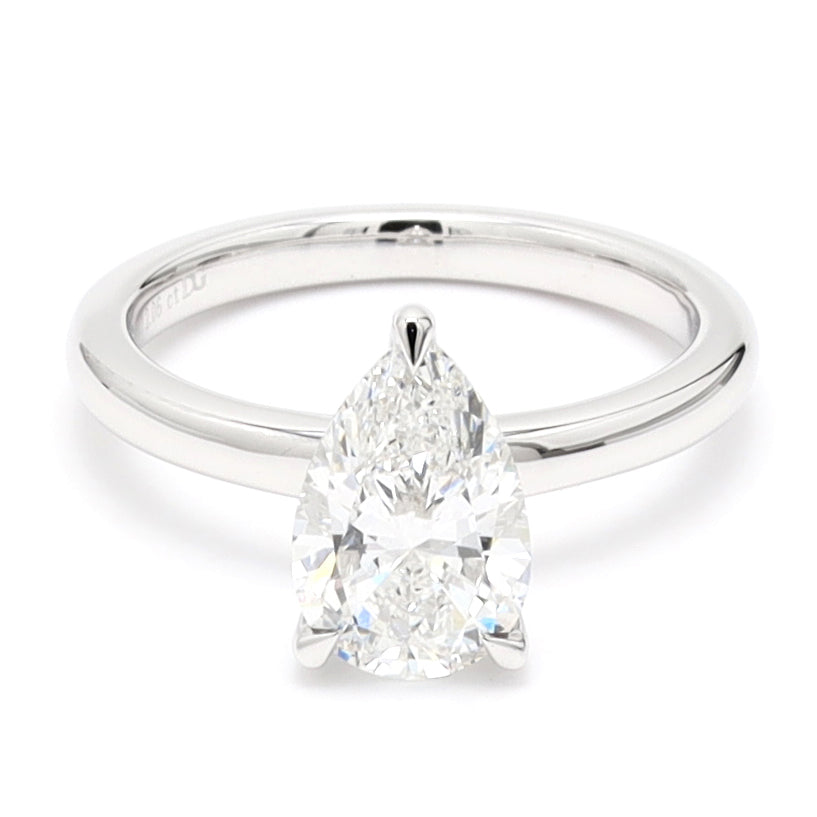 Pear IGI Certified Diamonds Solitaire Engagement Ring, Lab Grown Diamonds Studded 14K Gold Ring