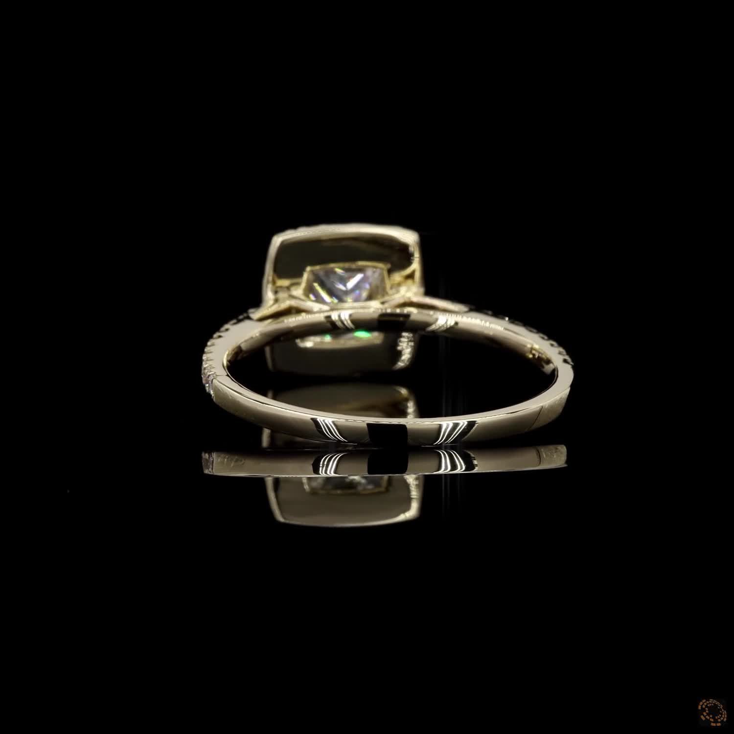 Princess Lab Created Diamond Halo Engagement Ring in 14K Gold