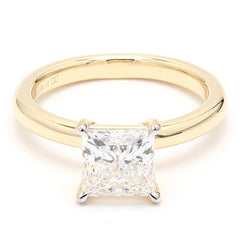 IGI Certified Princess Solitaire Engagement Ring, Crafted in White Yellow and Rose gold