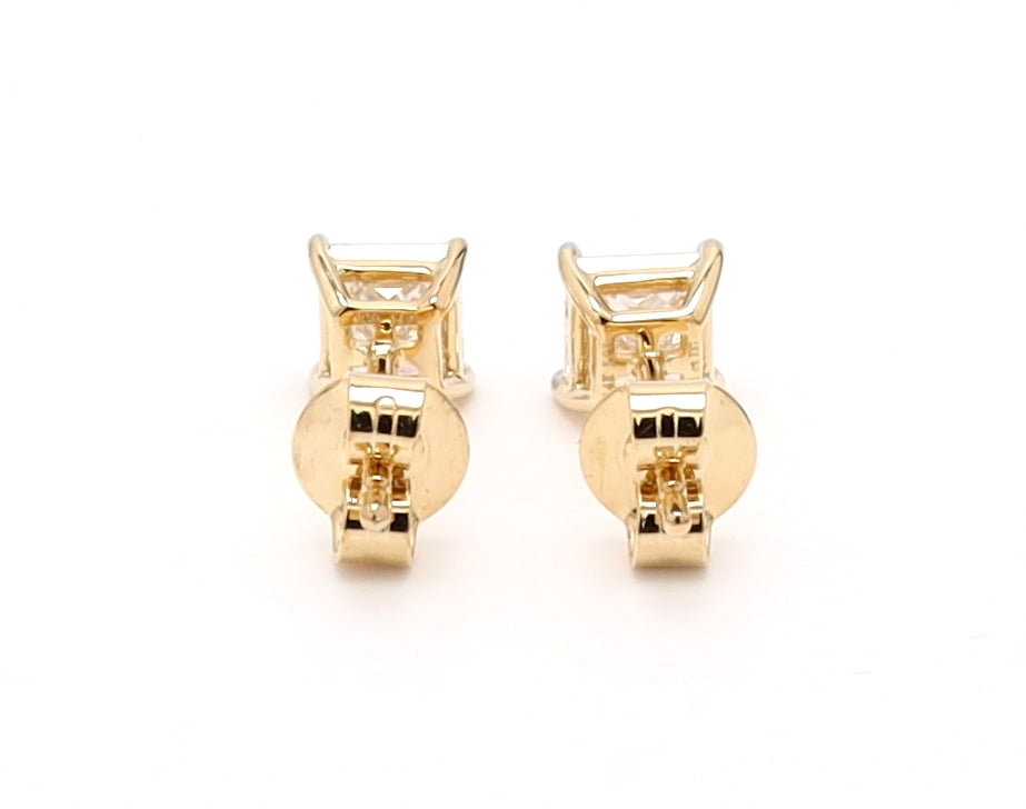 1.0Ct Princess Stud Earring For Women Crafted in 14K Gold - Lab Diamond Studded Push Back Earrings