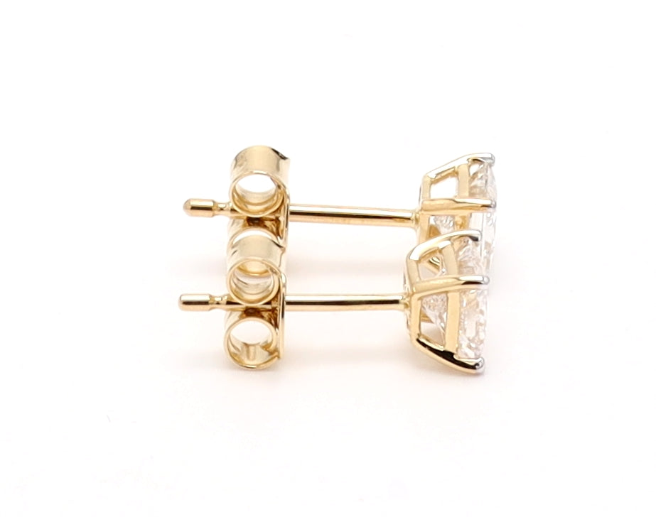 1.0Ct Princess Stud Earring For Women Crafted in 14K Gold - Lab Diamond Studded Push Back Earrings