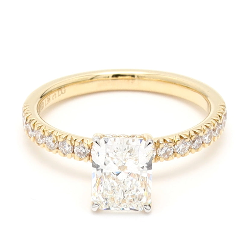 Radiant Cut Hidden Halo Engagement Ring For Women Crafted in 14K Gold, IGI Certified Center Lab Grown Diamonds