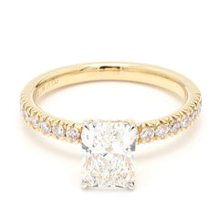 Radiant Cut Hidden Halo Engagement Ring For Women Crafted in 14K Gold, IGI Certified Center Lab Grown Diamonds