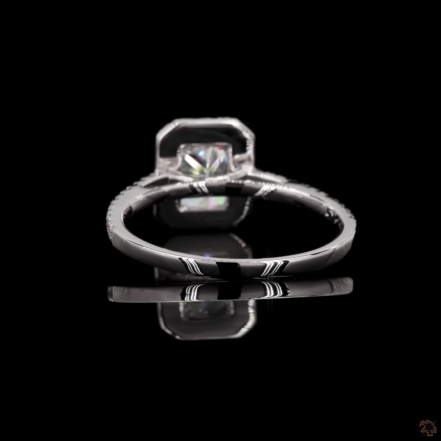 Radiant Lab Diamond Halo Engagement Ring in 14K Gold