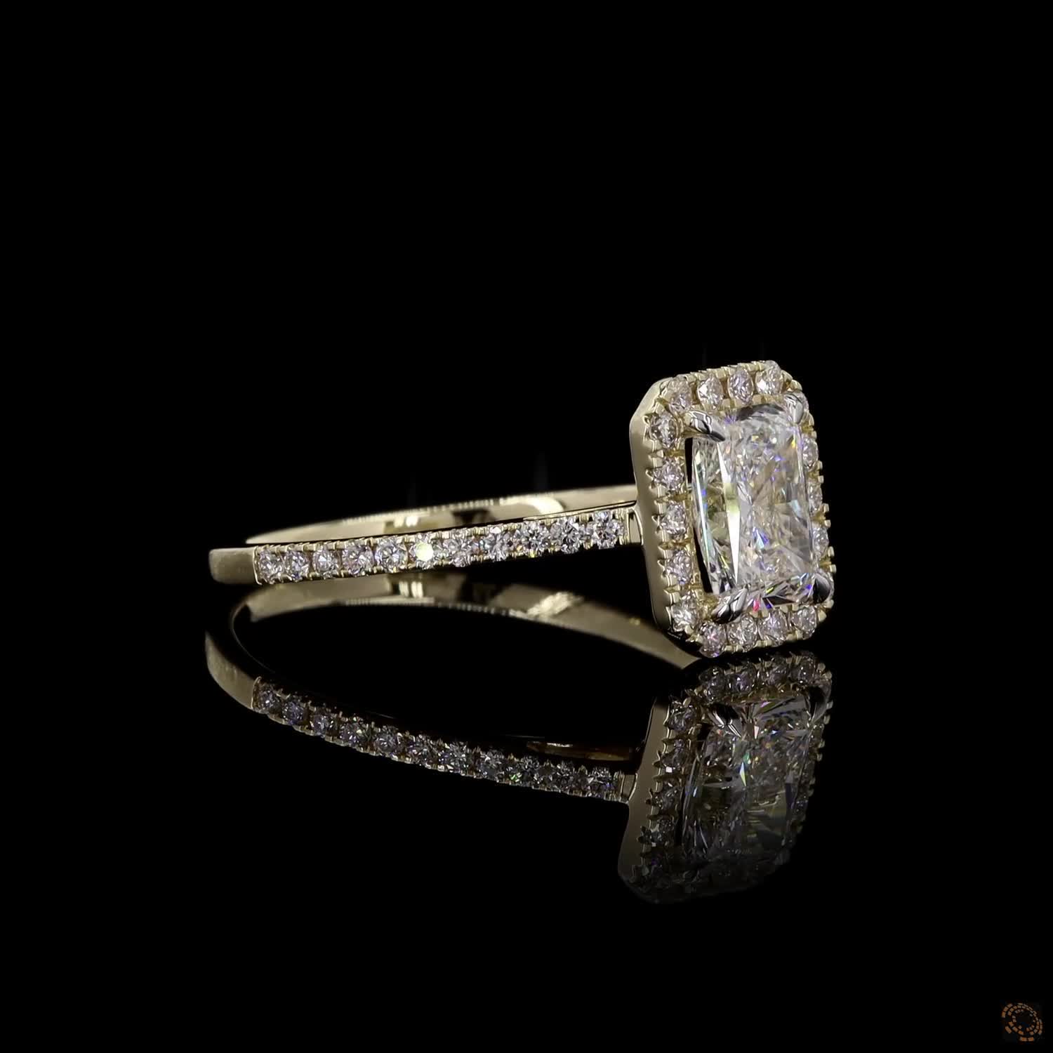 Radiant Lab Diamond Halo Engagement Ring in 14K Gold