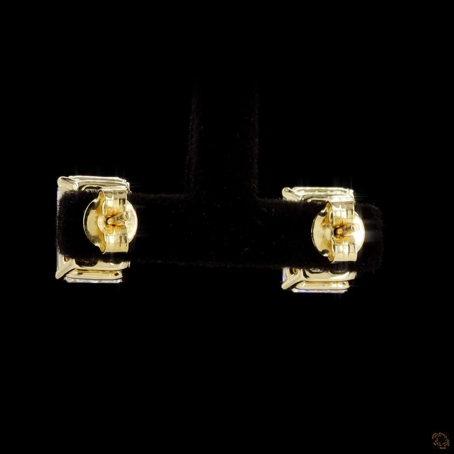 Radiant Lab Diamond Stud Earring in 14K Gold - Push Back