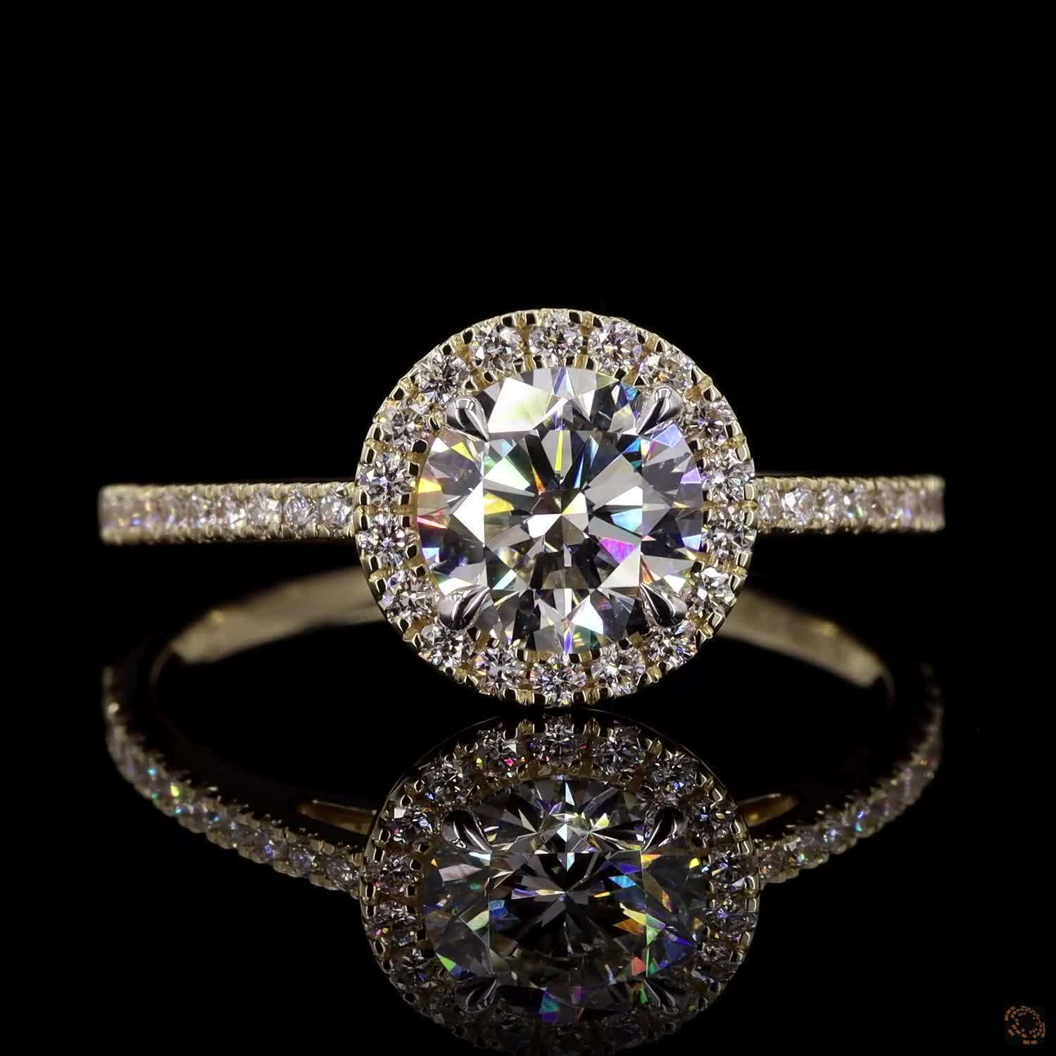 Round Brilliant Diamond Halo Engagement Ring in 14K Gold