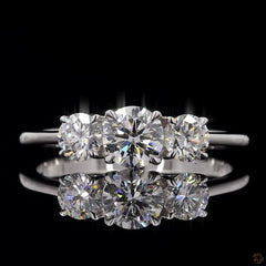 Round Brilliant Diamond Three Stone Engagement Ring in 4K Gold