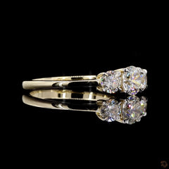 Round Brilliant Diamond Three Stone Engagement Ring in 4K Gold