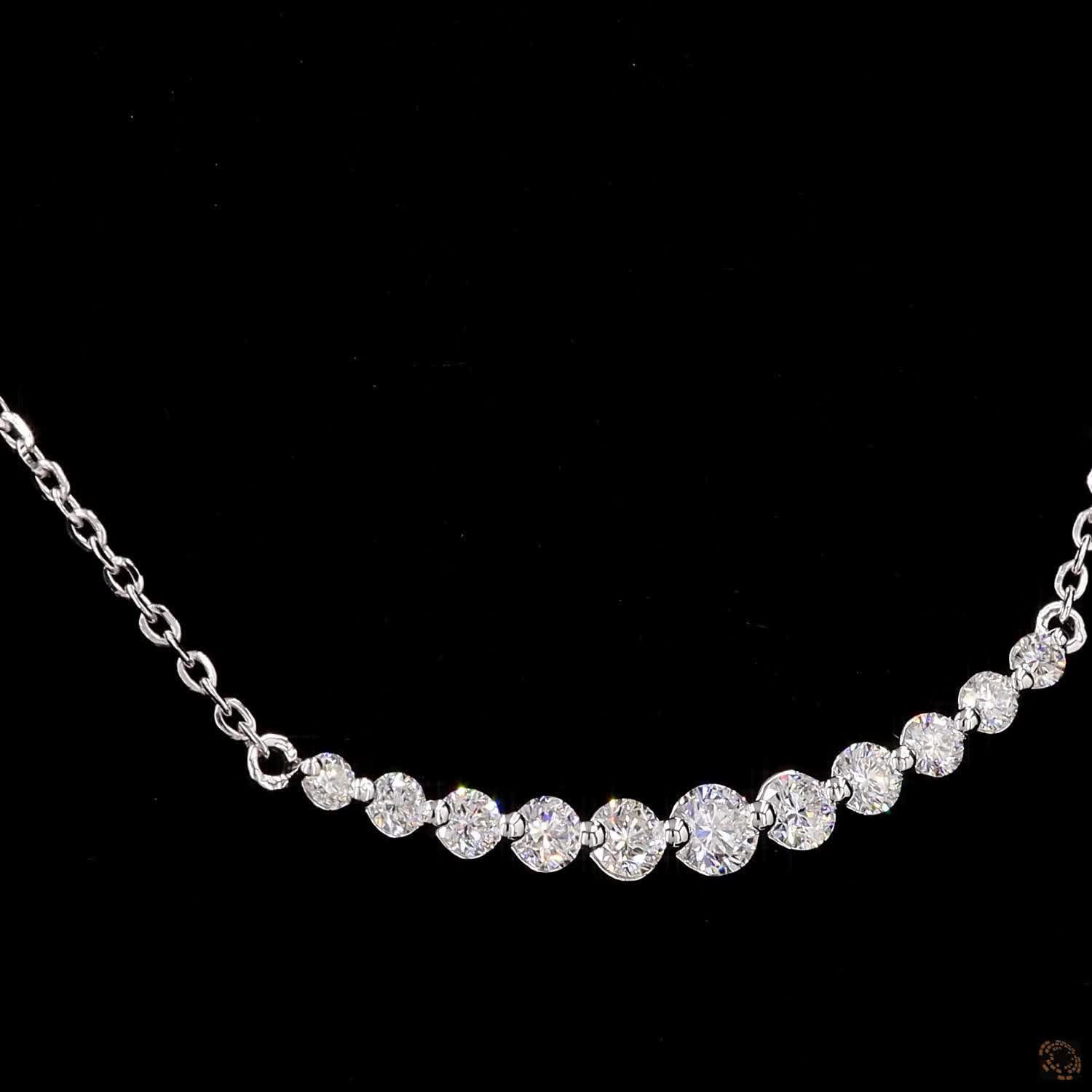 Round Diamond Bar Necklace Crafted in 14K Gold For Her