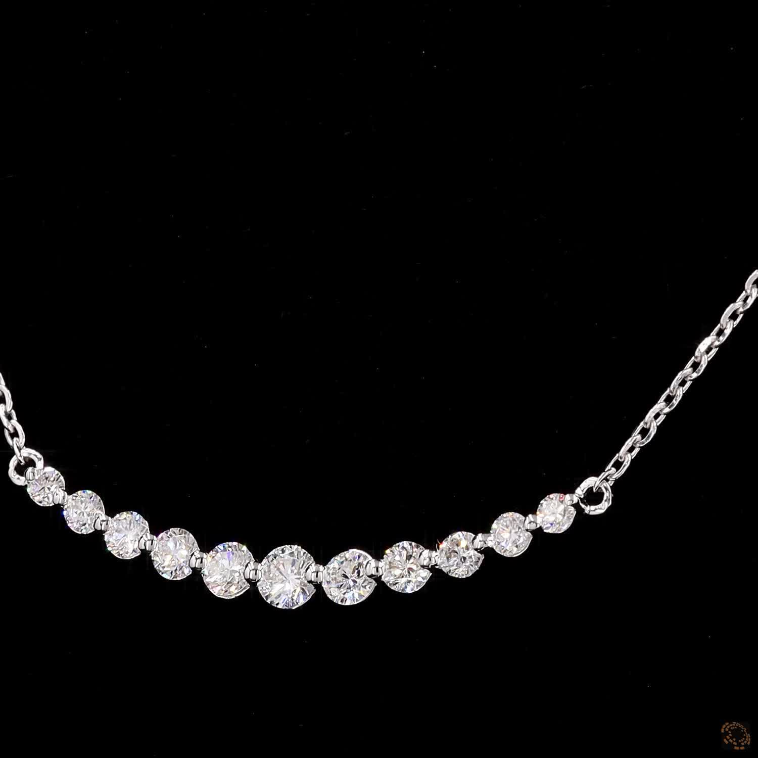 Round Diamond Bar Necklace Crafted in 14K Gold For Her