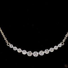 Round Diamond Bar Necklace Crafted in 14K Gold For Her