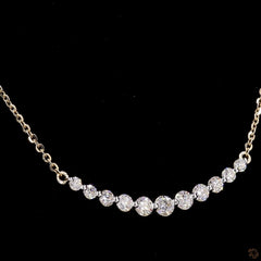 Round Diamond Bar Necklace Crafted in 14K Gold For Her