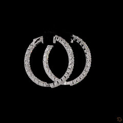 Round Diamond Inside Out Hoop Earring in 14K Gold