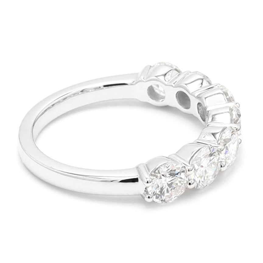 Round Diamonds 7 Stone Wedding Ring Studded With Lab Grown Diamonds and Crafted in 14K Gold