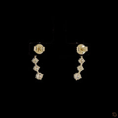 Round Lab Diamond Linear Climber Earring in 14k Gold