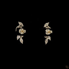 Round and Marquise Floral Climber Earring in 14k Gold