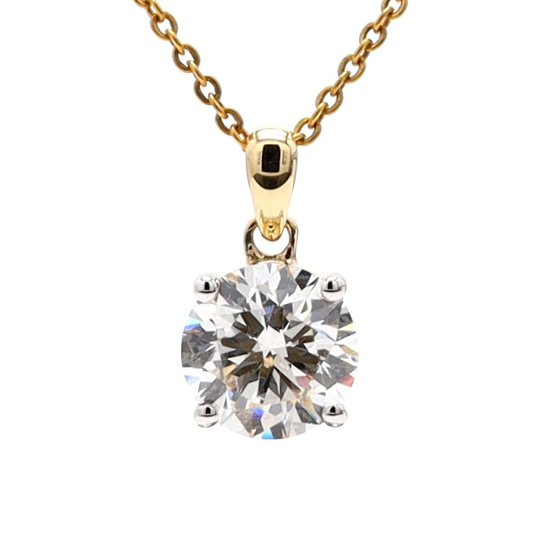 Round Diamond Solitaire Pendant For Girls and Women Crafted in 14K Gold