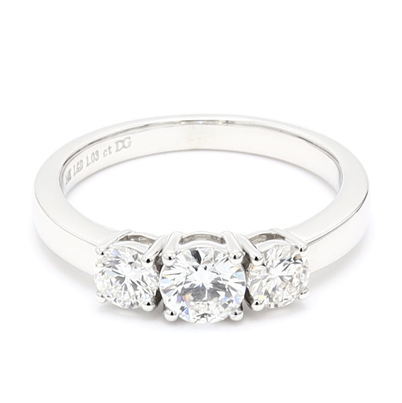 Three Stone Round Lab Diamonds Engagement Ring  For Women, Crafted in 14K Gold