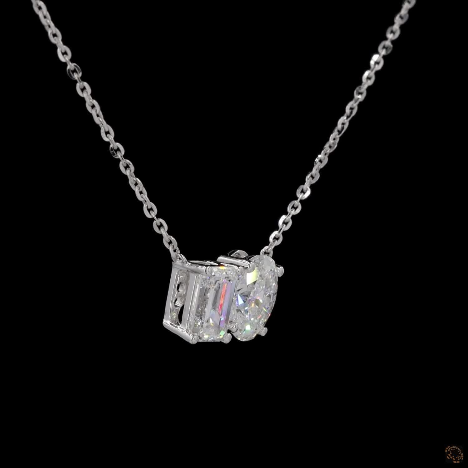 Toi Et Moi Necklace With Oval and Emerald Lab Diamond