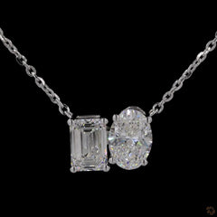 Toi Et Moi Necklace With Oval and Emerald Lab Diamond