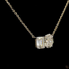 Toi Et Moi Necklace With Oval and Emerald Lab Diamond