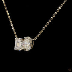 Toi Et Moi Necklace With Oval and Emerald Lab Diamond