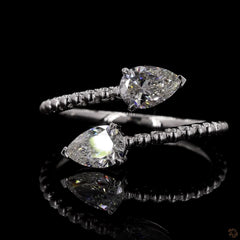 Two Stone Bypass Engagement Ring With Accent Diamond