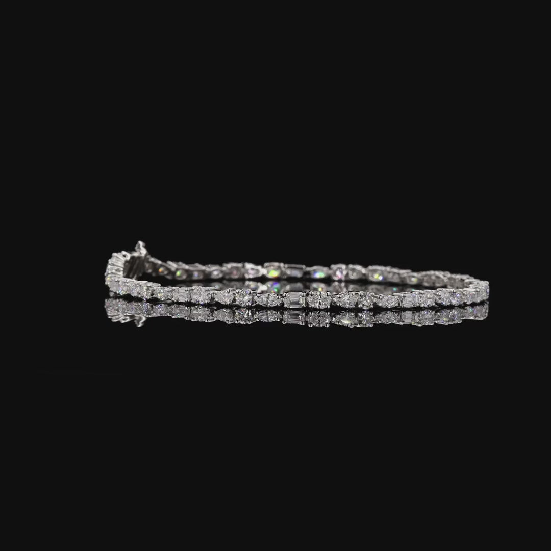 2.98 Carat Tennis Bracelets in 14K Gold with Multi Shape Diamond Studded