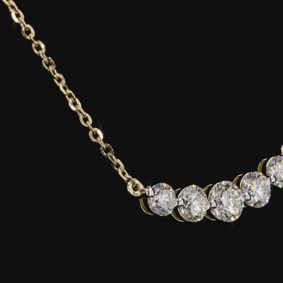 1.0Ct Round Diamond Bar Necklace in 14K Gold For Her