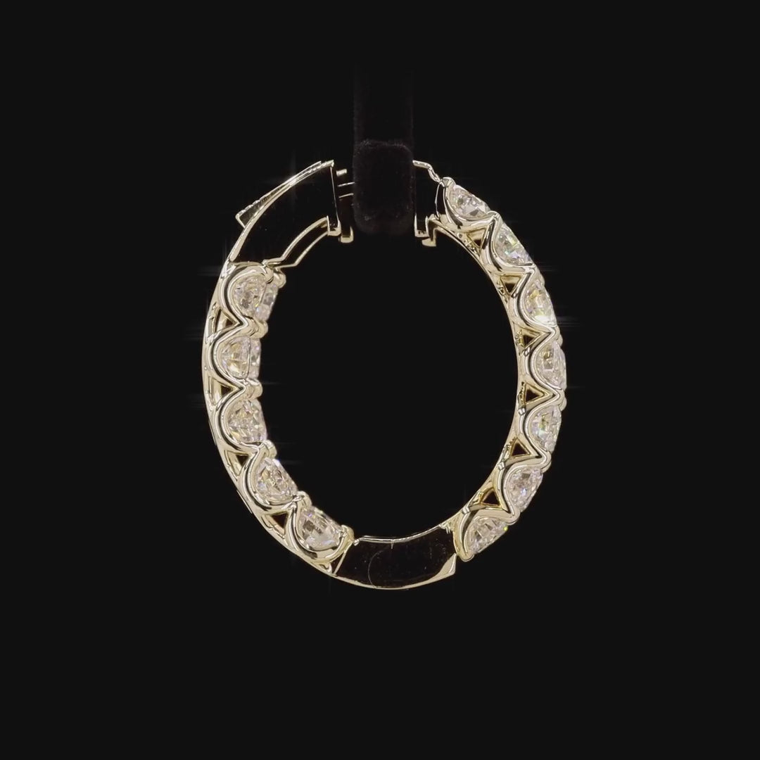 Round Lab Diamond Inside Out Hoop Earring in 14K Gold