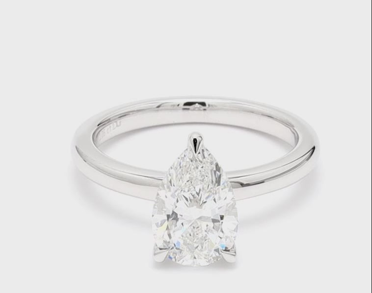 Pear IGI Certified Diamonds Solitaire Engagement Ring, Lab Grown Diamonds Studded 14K Gold Ring