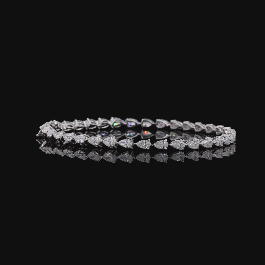 5.85 Carat East West Pear Lab Diamond Tennis Bracelet