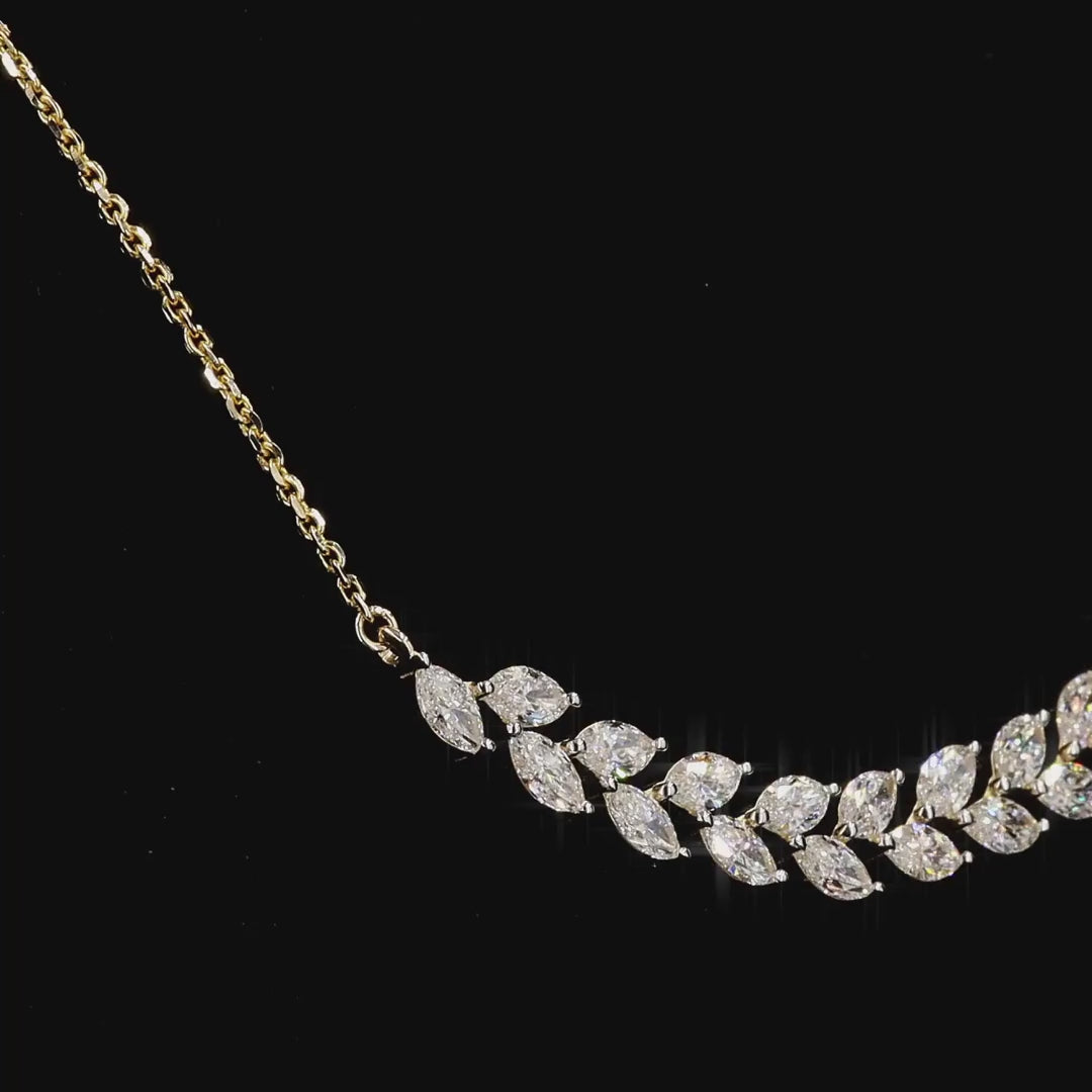 Marquise Lab Diamond Leaf Design Necklace in 14K Gold For Women