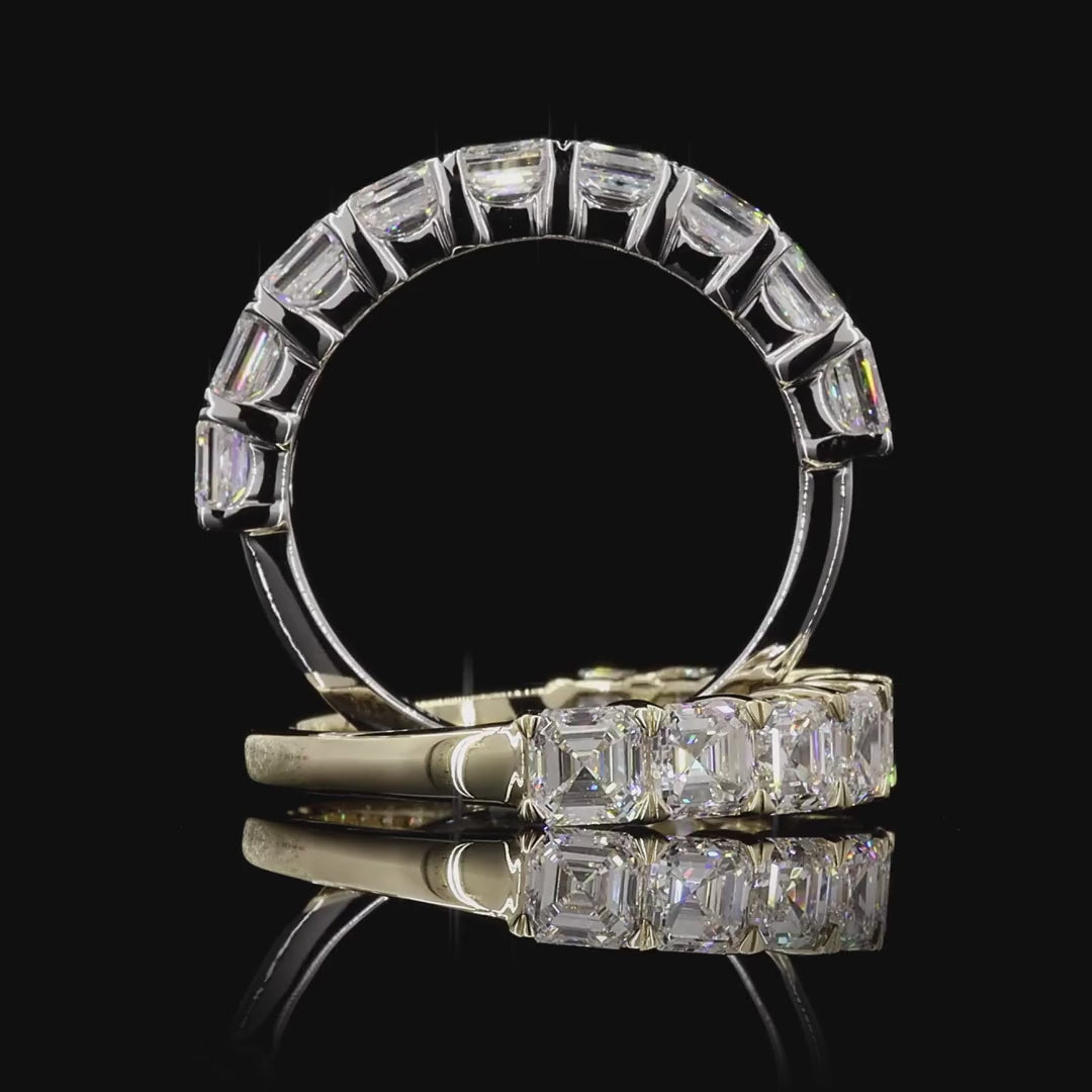 Asscher Lab Grown Diamond Half Eternity Ring For Her