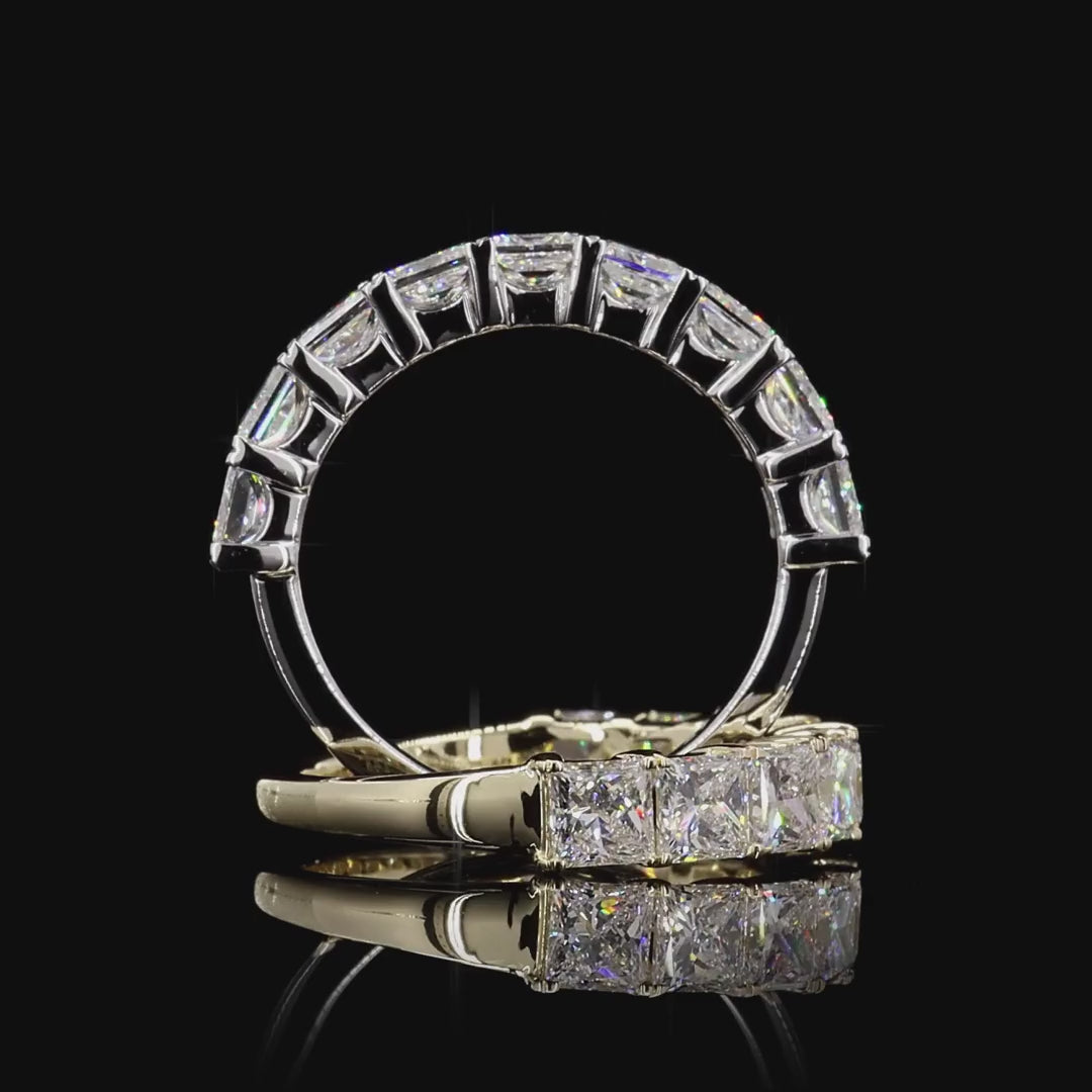 Princess Shape Lab Diamond Half Eternity Ring