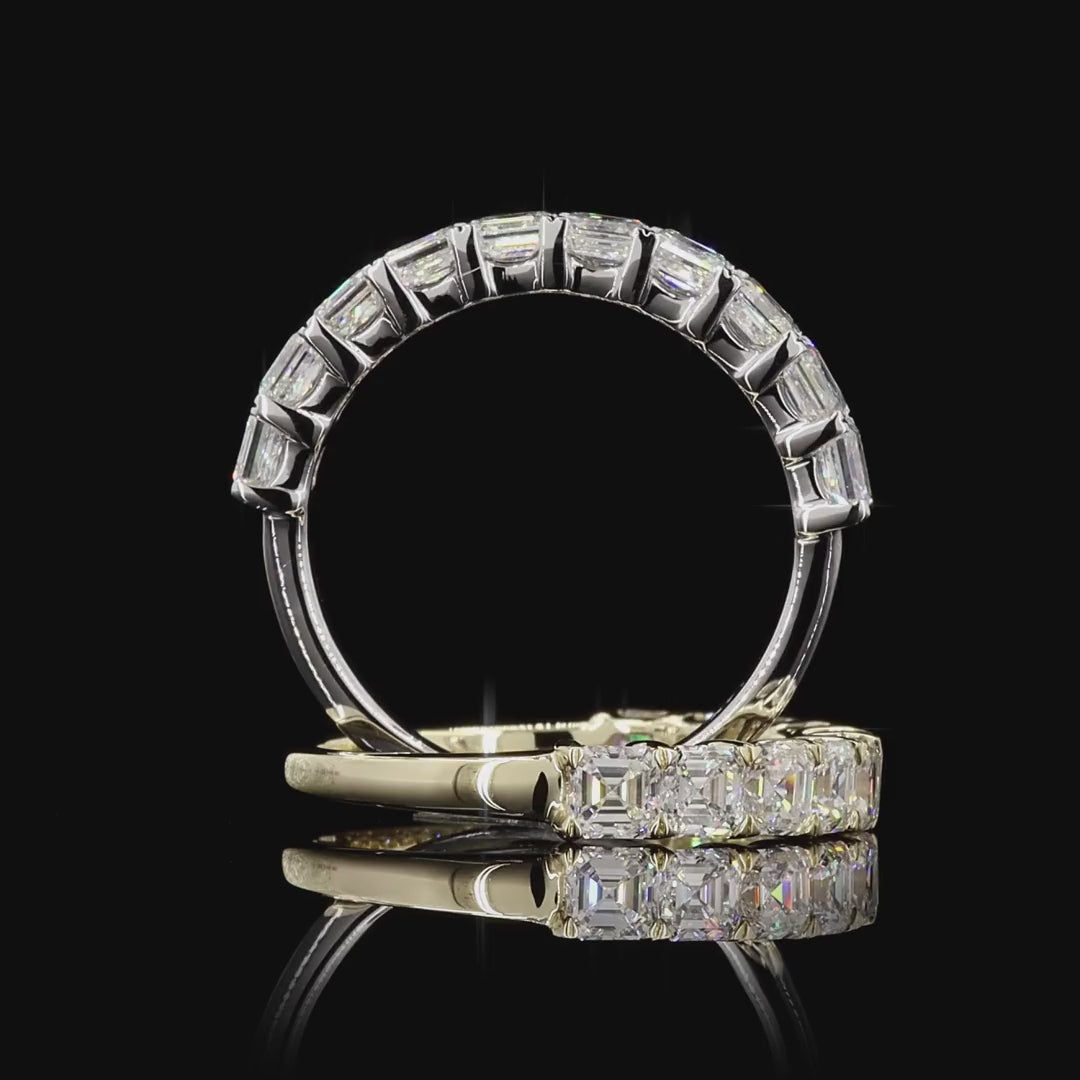 Asscher Lab Grown Diamond Half Eternity Ring For Her