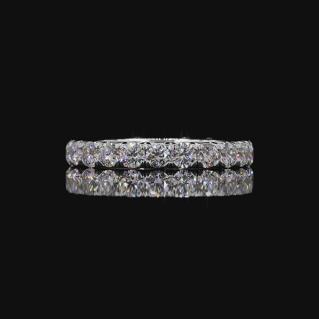 Round Lab Diamond Full Eternity French Pave Classic Ring in 4K Gold