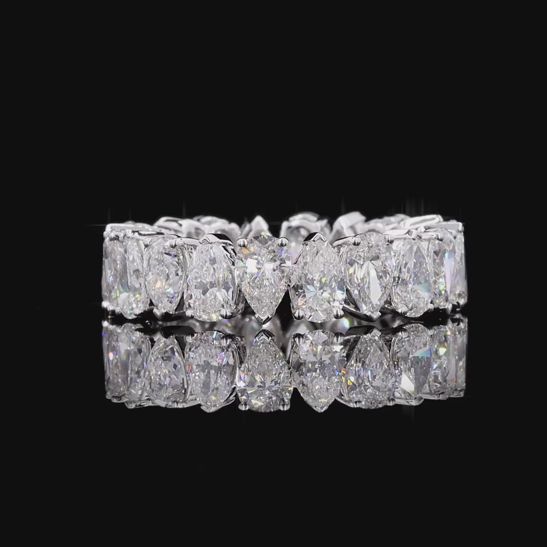 5.57 Carat Alternating Ring For Her in 14K Gold