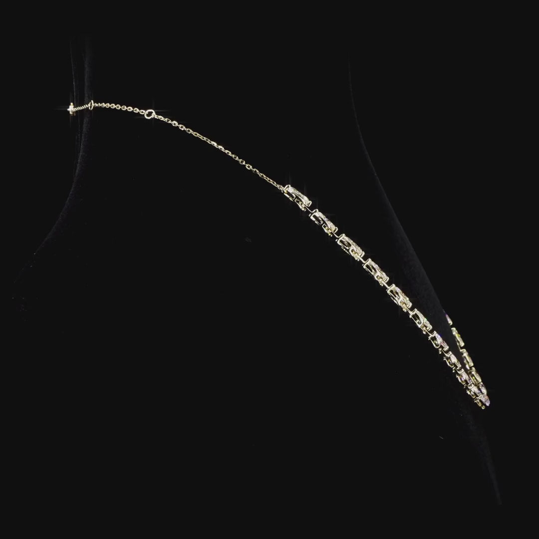 9 Carat Marquise Lab Diamond East West Half Tennis Necklace in 14K Gold