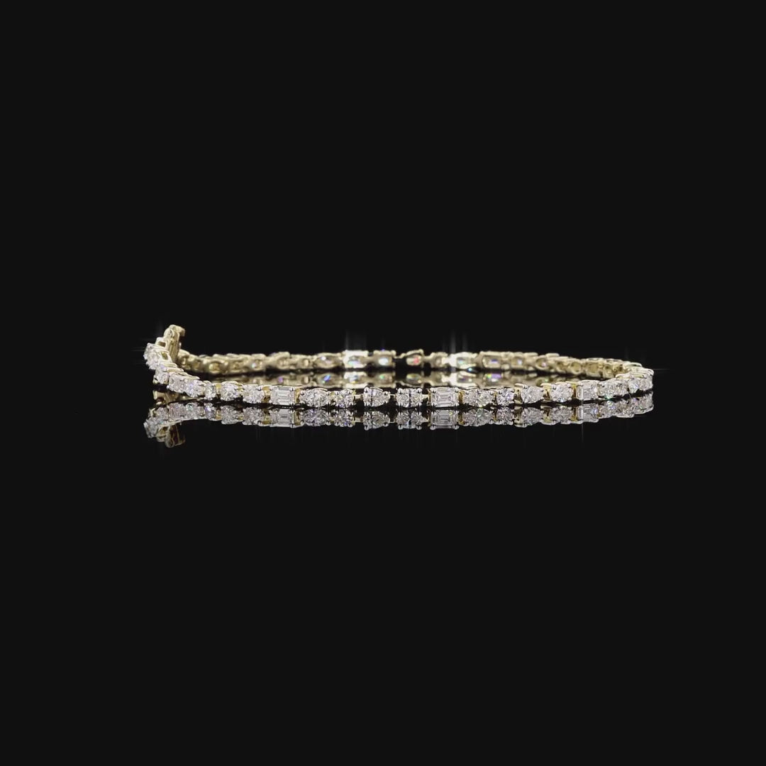 2.98 Carat Tennis Bracelets in 14K Gold with Multi Shape Diamond Studded