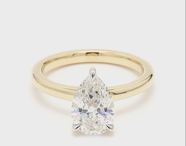 Pear IGI Certified Diamonds Solitaire Engagement Ring, Lab Grown Diamonds Studded 14K Gold Ring